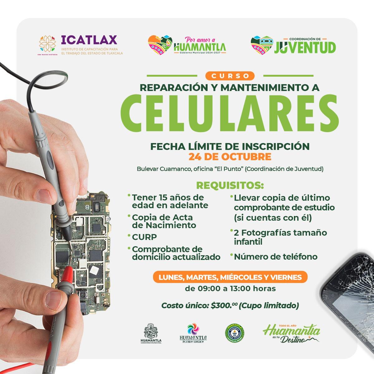 Invita gobierno de Huamantla a jóvenes al curso de reparación y mantenimiento de celulares